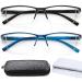 Magnifying Glasses Reading Glasses for Men Women Blue Light Blocking Computer Readers 2-Pcs Black & Blue 1.5 x