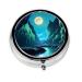 Water Moon Caveround Pill Box 3 Compartments Round Pill Box Organizer for Purse Or Pocket Portable Travel Pill Box