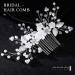 Handsess Bridal Wedding Flowers Hair Comb Silver Rhinestone Hairpieces Leaf Bridal Side Combs Pearl Wedding Hair Accessories for Women and Girls - Buy Online on GoSupps.com