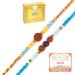 Ghasitaram Gifts Rakhi for Brother Rakhis Online - Set of 2-1906 and 1907 Rudraksh Rakhis with 200 GMS of Kaju katli and 200 GMS of Soan Papdi