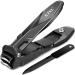 2024 Upgraded Nail Clippers for Men with Catcher - GJNL Heavy Duty Large Mess Free Nail Cutters Ultra Sharp Stainless Steel Fingernail and Toe Nail Clippers with Nail File