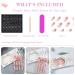 24PCS Pink Flower Press on Nails - Medium Square Glossy False Nails with Glue for Women - Spring Nail Decoration with Cute Flowers Design - Buy Online on GoSupps.com