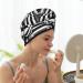 Buy Black & White Striped Kitten Hair Cap - Soft Super Absorbent Quick Dry for Long Thick Hair | Elastic Wrap for Girls & Women - International Shipping Available - Buy Online on GoSupps.com