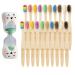 Kids Bamboo Toothbrush 20 Pack with Children's Toothbrush Timer Children's Vegan Natural Wooden Handle Toothbrushes Soft & Gentle Bristles Multicolored 20p With Timer