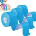 Kinesiology Tape Precut (3 Rolls 60 Strips) Waterproof Sports Tape for Athletes Physio Elastic Tape Pain Relief Adhesive for Muscles Shin Splints Ankle Knee & Shoulder 5m(Blue)