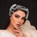 LOVFOIVER Bridal Headband Wedding Headpiece for Bride  Rhinestone Hair Accessories for Brides