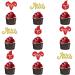 24Pcs Aries Cupcake Toppers Zodiac Themed Birthday Cake Picks Big Aries Energy Aries Season Aries Birthday Party Decorations Red & Gold Glitter