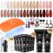Modelones 16 Colors Poly Nail Gel Kit with Nail Lamp Clear Nude Pink Brown Red Complete Complete Kit Nail Extension Art Nail Thickening Solution