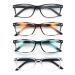 HEEYYOK 4 Pack Reading Glasses 3.0 Men/Women Fashion Rectangular Comfortable Reading Glasses with Spring Hinge +3.00 4 Mixed Colors-208