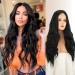 Fine for long corrugated black wig for women medium part curly wavy wig natural synthetic hair wigs for daily party 60 cm