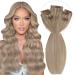 Vivien clip in Extensions real hair blonde extensions real hair clip in ashblond with bleaching blonde extensions clip in real hair hair extension #18/613 55cm 140g/7pcs 22 inch-140g-clip-PU 1-1 CP #18/613
