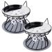 Dorakitten 2Pcs Elevated Cat Bowls with Non-Slip Mat Protects Cat's Spine Anti-Vomiting Raised Cat Food Plates with Cute Cat Ear Stand Shallow & Wide Ceramic Cat Dishes to Prevent Whisker Fatigue