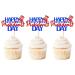 Keaziu 24 Pack Happy President's Day Cupcake Toppers Blue Red Glitter President Cupcake Picks America President Cupcake Toppers for American Patriotic Theme Party Cake Supplies Blue