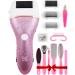Electric Foot Callus Remover - Rechargeable Portable Electronic Foot File for Feet  Best Heel Shaver for Cracked Heels  Professional Pedicure Tool Kits  Foot Care for Dry Dead Skin  3 Rollers - Pink