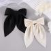 2PCS Soft Silk Bow Hair Clips for Women Girls, Cute Duckbill Bow Hair Clips, Back to School Outfit, Wedding Party Hair Accessories, Black and OffWhite