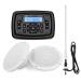 Car Bluetooth Stereo System w/FM AM Radio Receiver and 4 inch 120W Waterproof Outdoor Speakers for ATV UTV RV Truck Golf Cart White
