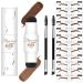 Dual-Color Eyebrow Stamp Stencil Kit - One-Step Vegan Brow Stamp Pomade -Long-Lasting Waterproof Smudge-Proof - With 24Pcs Reusable Thin & Thick Eyebrow Stencils  Medium Brown+Soft Brown