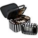Large Makeup Bag BAGSMART Travel Cosmetic Case with Clear Toiletry Pouch | Double Layer Organizer with Adjustable Dividers | Portable Artist Storage Bag | Black & White Stripes - Buy Online on GoSupps.com
