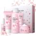 Sakura Skin Care Set Women Gift Sets Skin Care Kit with Cleanser Toner Serum Eye Cream Face Cream Skin Care Routine Kit for Women Even Skin Tone Tighten & Firm Skin