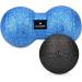 Navaris Peanut Duo Ball & Massage Ball Set - 1x Fascia Ball & 1x DuoBall for Neck Shoulder & Back Relief - Blue with Carry Bag - International Shipping Available - Buy Online on GoSupps.com