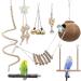 Eunewr bird toys for birds bird parrot toys wood parrot toys hanging swing climbing hammock for parent conure aras finches 7 pieces