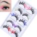 Gootrades 5 Pairs 3D Colored False Eyelashes Pack - Fluffy Faux Mink Color Eye Lashes Strip for Daily Christmas Cosplay - Red/Pink/Blue/Green/Purple Two-Toned Fake Lashes - Buy Online on GoSupps.com