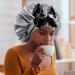 WEIPAO Silk Satin Bonnet - Reversible Double Sided Sleep Cap for Curly Hair | Black+Silver - Buy Online on GoSupps.com
