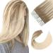 Sixstarhair Invisible Tape Extensions real hair Remy Hair Extensions 20PCs 50g 45cm Balayage Ash brown faded to Ashblond tape in hair extension #B8/60 45 cm B8-60 #