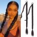 Fulang hair 2pcs braid ponytail extension braid with hair tie hair part for brilliant long ponytail art hair for women braided hair part (natural brown)