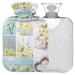 NAANLE Wood Spring Flowers Heat bottle Mit Transparent Warm Flap 2l Large Heat bottle for Bed Hand Foot Warmer Pain Relief Heat and Cold Therapy