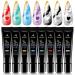 Nail Stamping Gel Polish 8 Colors Stamping Polish Red Black White Purple Blue Silver Soak Off Printed Gel UV Nail Polish Gel for Nail Stamp Plate Stamper DIY Nail Art Design