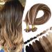 18" Pre Bonded Human Hair Extensions 0.5g*200 Strands (#4/27 Medium Brown&Dark Blonde 100g)