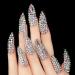3D Rhinestone Art Deco Long Almond Fake Nails - Shiny Acrylic Gem Set (24 Pcs) - Buy Online on GoSupps.com