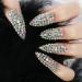 3D Rhinestone Art Deco False Nails Acrylic Shiny Diamond Long Almond Gem Gorgeous Sophisticated Party Show Gig Fake Nails 24 pcs/kit FULL STONES 24NAILS
