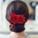SOLUSTRE Flower Hairpin Rose Hair Clip Elegant Flower Bobby Pin Women Rose Flower Hair Accessories for Ladies Girls Valentines Day Decoration Red - Buy Online on GoSupps.com