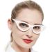 Cat Eye Blue Light Blocking Reading Glasses Women Filter UV Computer Readers 1.0 1.5 2.0 2.5 3.0 3.5 (White 0) Stylish White 0.0 x