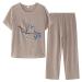 WILLBEST Women Two Piece Outfit Cotton Linen Round Neck Crop Basic Top and High Waist Shorts Matching Lounge Sets Sweatsuits 169-sukrn-beige#4 3XL