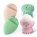 2pcs Jellyfish Silicone Facial Cleansing Brush Set + 2pcs Cleansing Sponge Pad - Handheld Face Brush for Massage - Buy Online on GoSupps.com