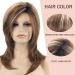 RENERSHOW Long Brown Highlight Synthetic Wig for Women - Layered Ombre Straight Hair with Dark Roots, 16 inch - Buy Online on GoSupps.com