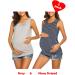 UNibelle Maternity Nursing Tank Top Tee Shirt | Double Layer Sleeveless Pregnancy Top | S-XXL | Gray+Navy Blue Stripes | 2 Pcs - Buy Online on GoSupps.com