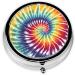 Premium Tie Dye Rainbow Round Pill Box | 3-Compartment Mini Travel Organizer for Vitamins & Medications - Buy Online on GoSupps.com