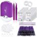 Honoson Eyelash Extension Supplies  USB Air Conditioning Blower  2 Straight and Curved Tweezers 100 Disposable Mascara  50 Glue Ring Holder  2 Tapes  10 Pairs Under Eye Gel Pads (Purple)