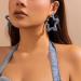 Feyleie Denim Ear Hoops - Stylish Round Earrings for Women & Girls | Exaggerated Winding Jewelry - Buy Online on GoSupps.com