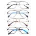 Koosufa reading glasses pilot glasses anti blue light reading glasses Feders hinge men women retro fashion metal frame reading aid visual aid with strength 1.0 1.5 2.5 3.5 4.0 4 colors set 4.0 x