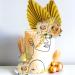 Champagne Acrylic Lady Face Cake Topper with Gold Leaves for Wedding & Birthday Party - Buy Online on GoSupps.com