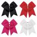TUUXI 4pcs Large Cheer Hair Bows Ties 8 Inch Grosgrain Ribbon Elastic Bands Ponytail Holder for School College Sports Cheerleading Black Red Pink White black/white/red/pink