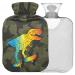 Naanle colorful dinosaur heat bottle with cover transparent hot water bottle 2 l large hot water bottle for bed hand feet warmer pain relief heat and cold therapy