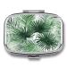 Pill Box Transparent Palm Leaf Pattern Print 2 Compartment Medicine Pill Case Pill Organizer Decorative Metal Portable Pill Box for Pocket Or Purse