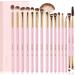 Docolor eye make-up brush 15 piece eyes shadow brush set eyeshadow brush for eyeshadow eyebrow eyeliner blending pink 15 pink