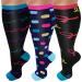Diu Life 3 Pairs Plus Size Compression Socks for women & men Wide Calf Extra Large Knee High Stockings for nurse sports fitness. 3XL 3er-multi1